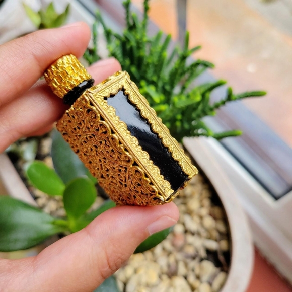 Vintage Czech Ornate Gold Filigree Perfume Bottle - Picture 7 of 8